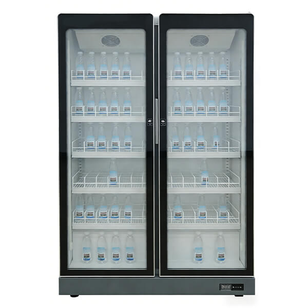 display beverage cooler for frozen food store