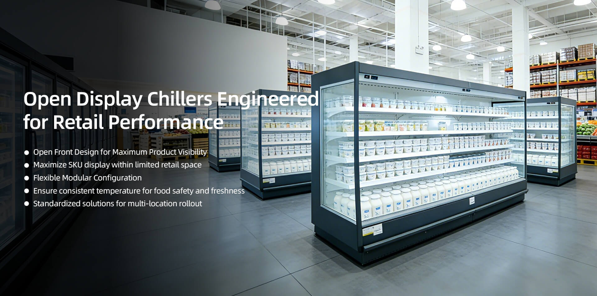 open chiller for supermarket for beverage display