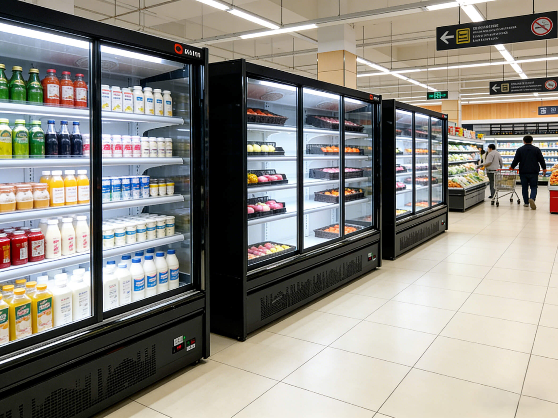 upright open chiller for cafe