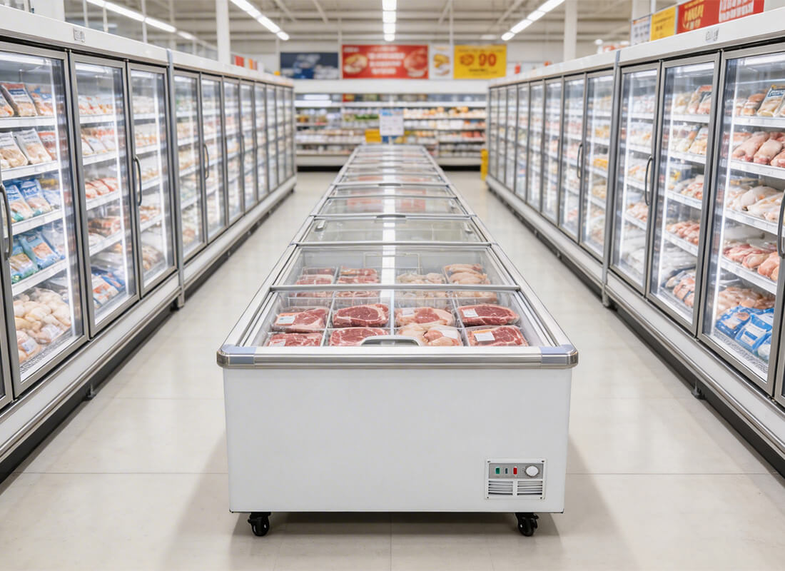 island display freezer for cafe