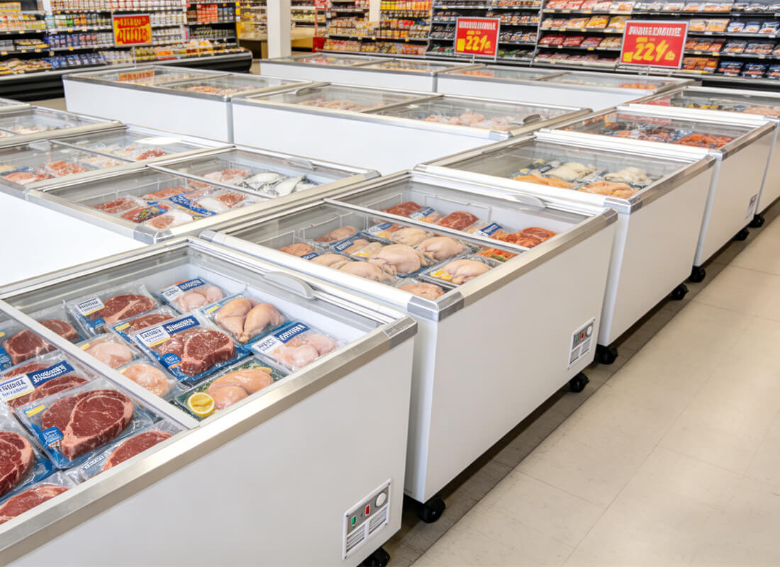 display island freezer for retail shop